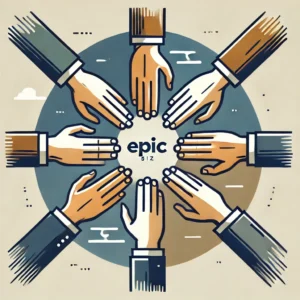 Business Hands in the center for group consulting